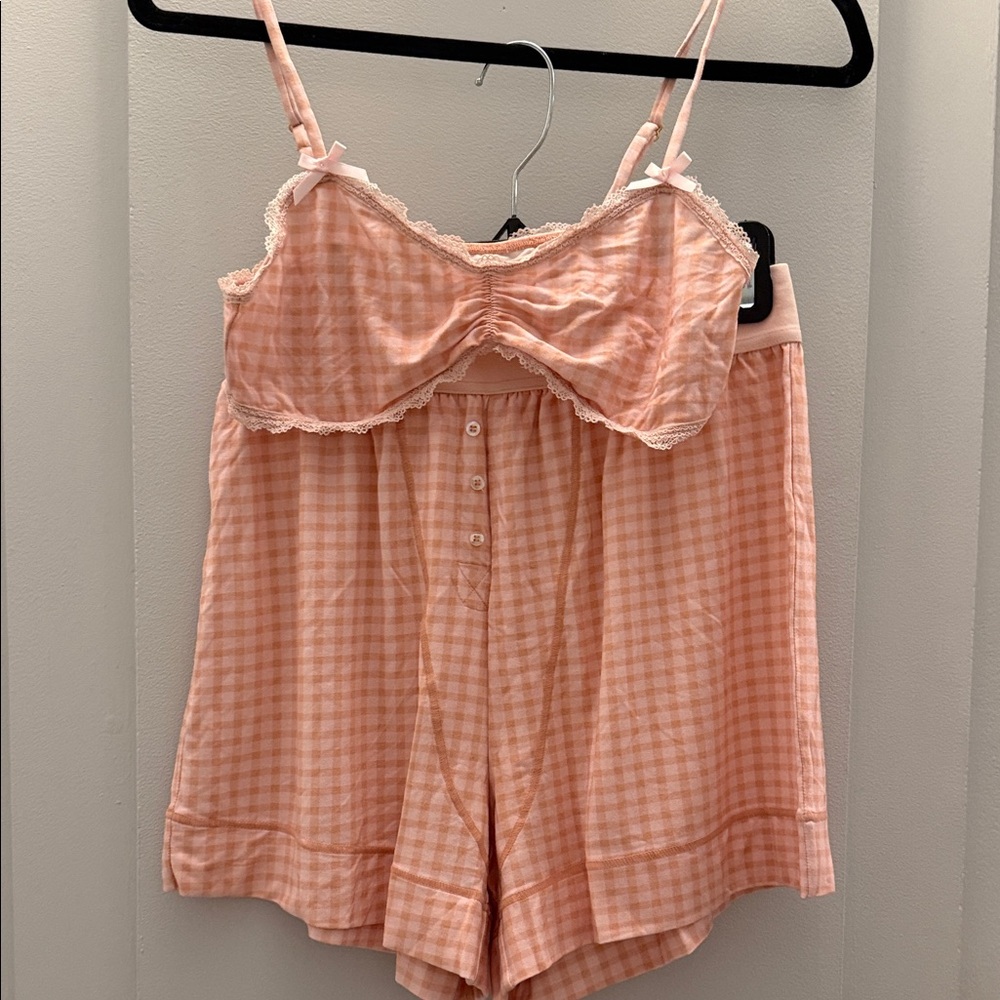 We Wore What Pink Gingham Women's Sleepwear Set